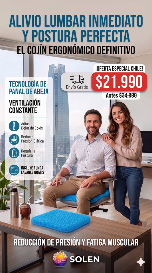 Dile adiós al dolor de espalda, ciática y cóccix | COJIN ORTOPEDICO DE GEL