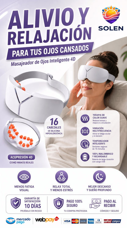 Masajeador de Ojos 4D Solen — Relajación, Descanso y Bienestar Visual