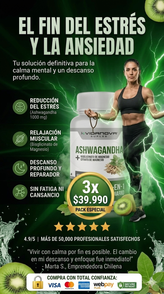 Pack 3X Ashwagandha + Magnesio 1000 mg | Reduce el Estrés, Mejora el Sueño y Aumenta tu Energía